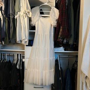 Baltic Born Cream Puff Sleeve Midi Dress